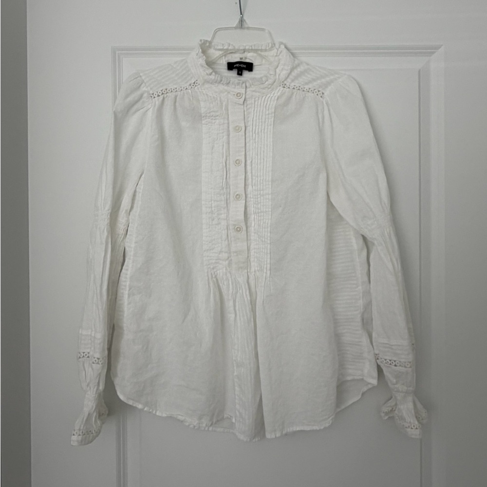 ME+EM pleated mock neck blouse